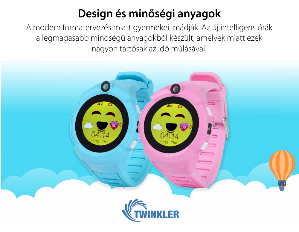 Okosóra gyerekeknek Twinkler TKY-G610 Tárcsázási funkcióval, GPS nyomkövetővel, Kamera, Zseblámpa, Lépésszámláló, SOS, Bleu