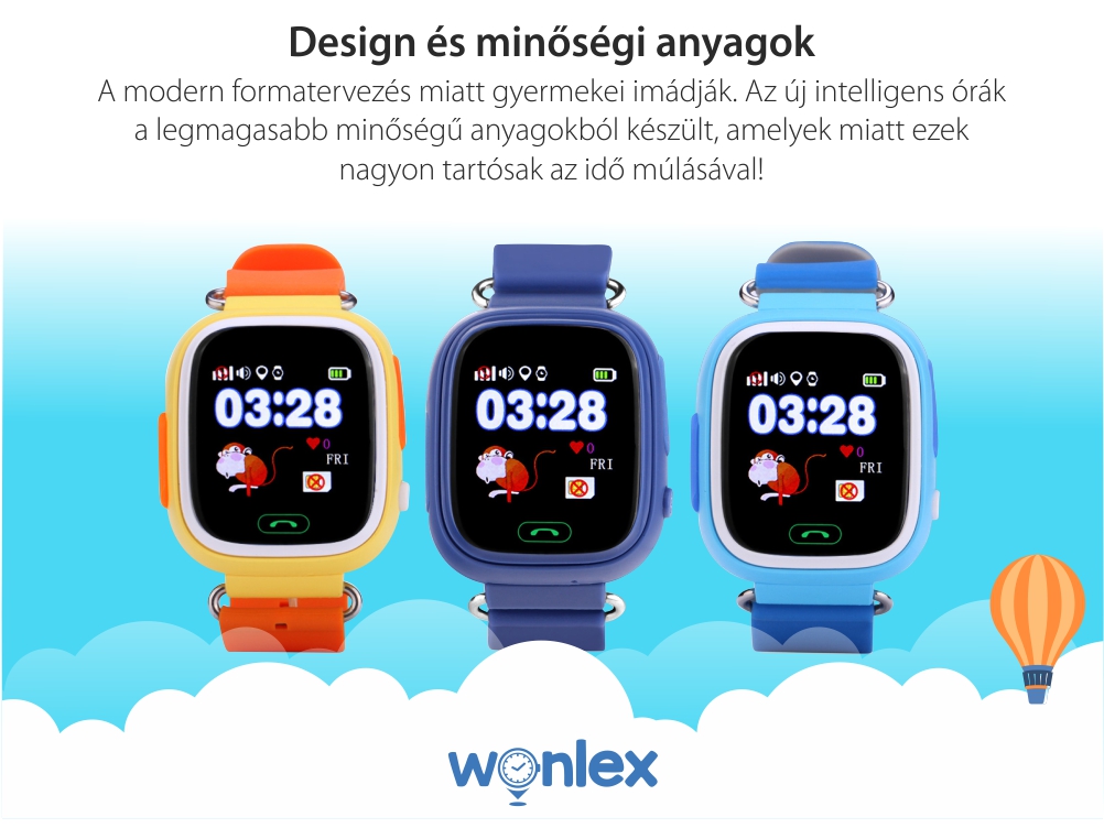 Okosóra gyerekeknek Wonlex GW100 Tárcsázási funkcióval, GPS nyomkövető, Lépésszámláló, SOS, Fehér