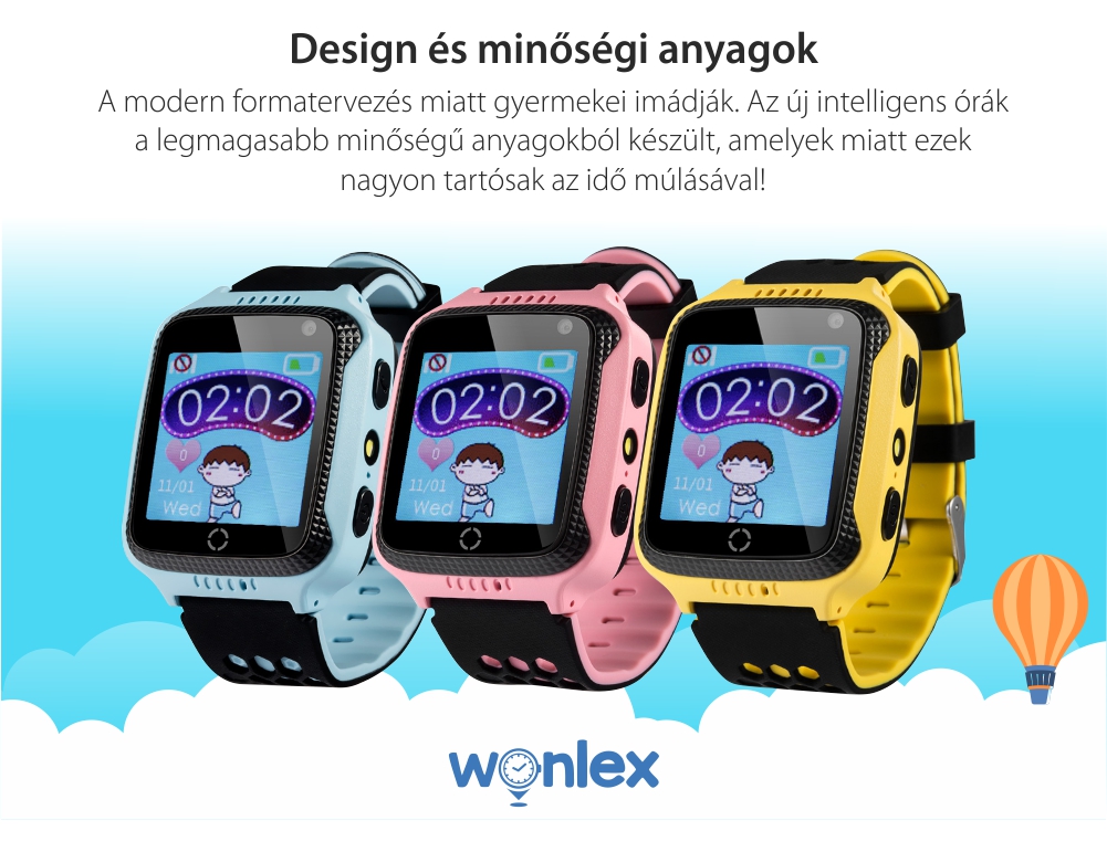 Okosóra  gyerekeknek Wonlex GW500s Modell 2023, Tárcsázási funkcióval, GPS nyomkövető, Kamera, Lépésszámláló, SOS, Rózsaszín