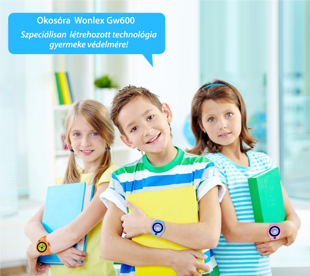 Promóciós csomag 2 Okosóra gyerekeknek Wonlex GW600-Q360 Tárcsázási funkcióval, GPS nyomkövető, Kamera, Zseblámpa, Lépésszámláló, SOS, Rózsaszín-Bleu
