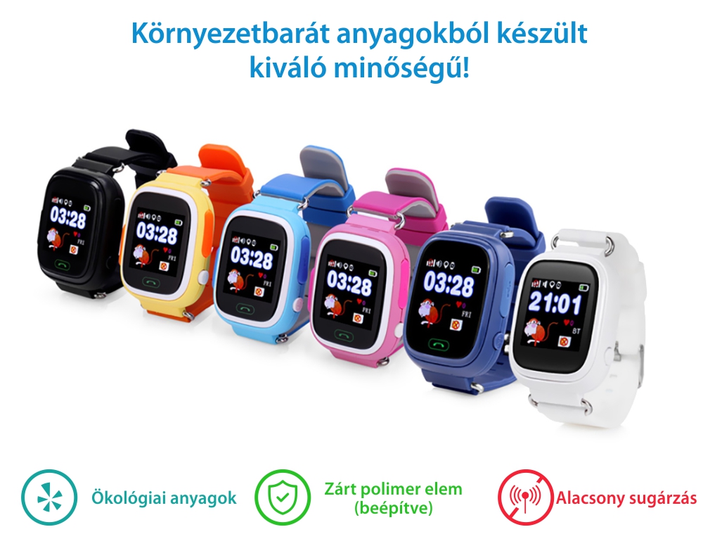 Okosóra gyerekeknek Wonlex GW100 Tárcsázási funkcióval, GPS nyomkövető, Lépésszámláló, SOS, Fehér