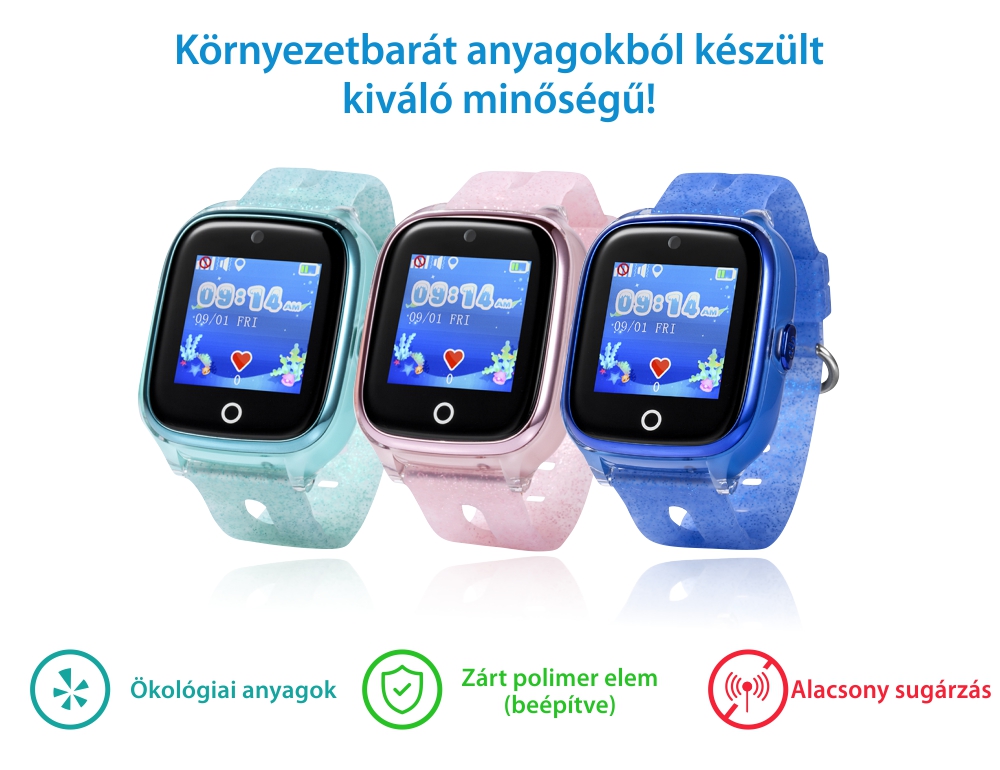 Promóciós csomag Gyerekóra + Üvegvédő fólia  Xkids X10 telefon funkcióval, GPS helymeghatározás, Hívásfigyelés, Kamera, Lépésszámláló, SOS, IP54, Türkiz