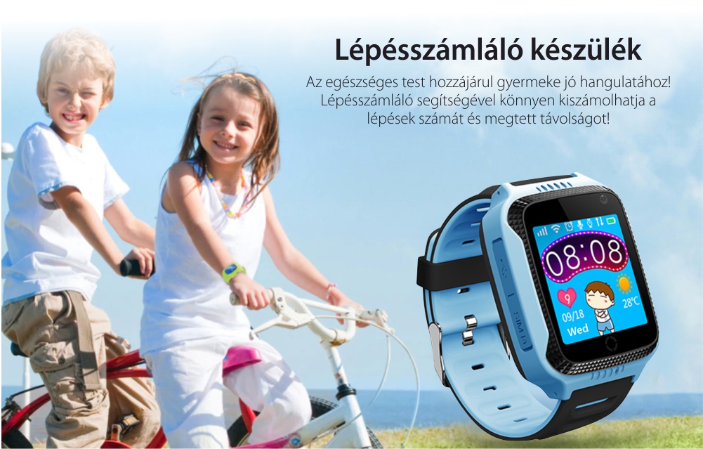 Okosóra gyerekeknek Twinkler TKY-Q529 Tárcsázási funkcióval, GPS nyomkövető, Kamera, Lépésszámláló, SOS, Zseblámpa, Sárga