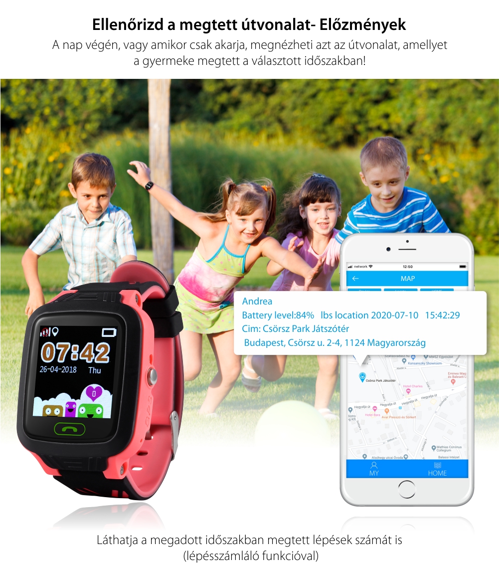 Okosóra gyerekeknek GW800 Wonlex Tárcsázási funkcióval, GPS nyomkövető, Kamera, Lépésszámláló, SOS, IP54, Kék