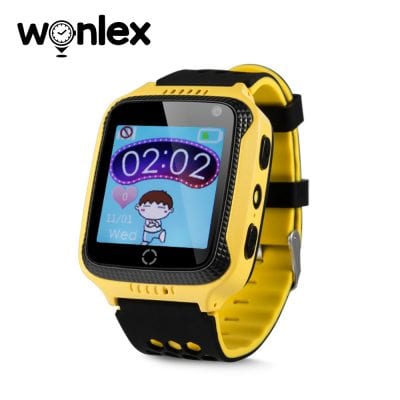 Okosóra gyerekeknek Wonlex GW500s Tárcsázási funkcióval, GPS nyomkövető, Kamera, Zseblámpa, Lépésszámláló, SOS, Sárga