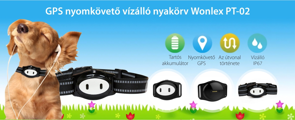 Nyomkövető nyakörv PT-02 állatoknak, Helymeghatározás GPS, GPRS, WiFi, LBS, SIM-kártya Slot, Fekete-Szürke