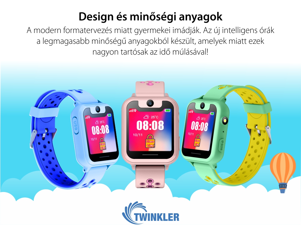 Okosóra gyerekeknek Twinkler TKY-S6 Tárcsázási funkcióval, GPS nyomkövető, Kamera, Zseblámpa, SOS, Jáde-Zöld