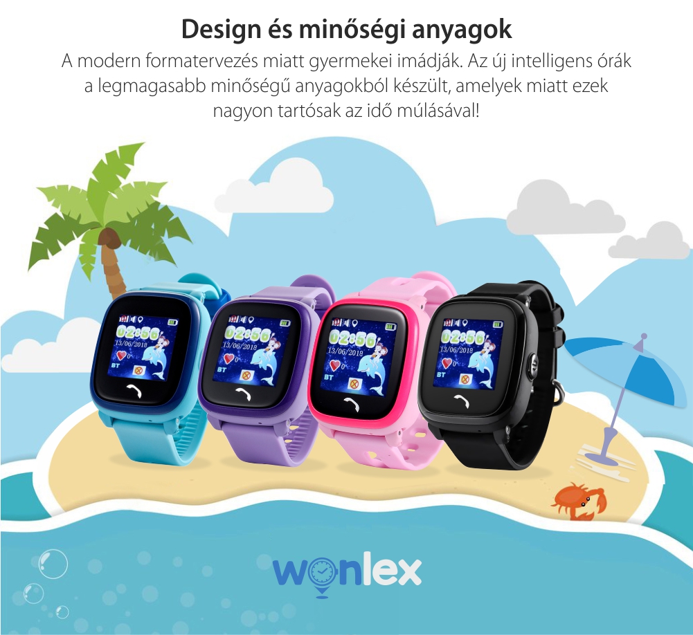 Okosóra gyerekeknek Wonlex GW400S WiFi Modell 2023, Tárcsázási funkcióval, GPS nyomkövető, Lépésszámláló, SOS, IP54, Bleu