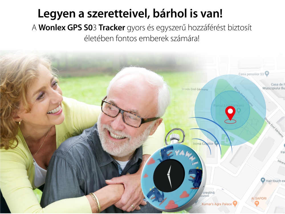Mini GPS nyomkövető Wonlex S03 Digitális órával, Helymeghatározással és megfigyeléssel – Kék