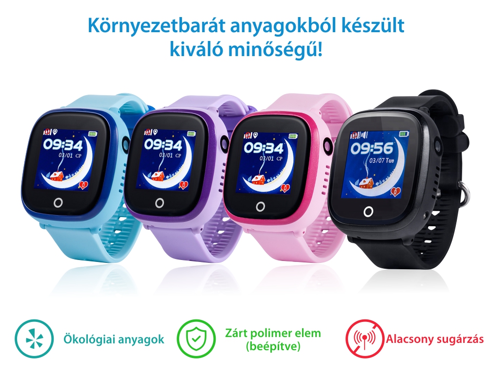 Okosóra gyerekeknek GW400X Wonlex Tárcsázási funkcióval, GPS nyomkövető, Kamera, Lépésszámláló, SOS, IP54, Fekete