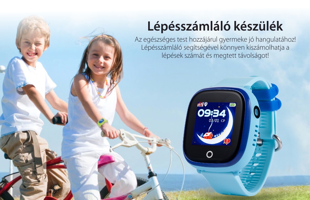 Okosóra gyerekeknek GW400X Wonlex Tárcsázási funkcióval, GPS nyomkövető, Kamera, Lépésszámláló, SOS, IP54, Fekete