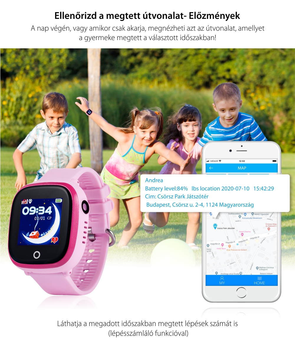 Okosóra gyerekeknek GW400X Wonlex Tárcsázási funkcióval, GPS nyomkövető, Kamera, Lépésszámláló, SOS, IP54, Fekete