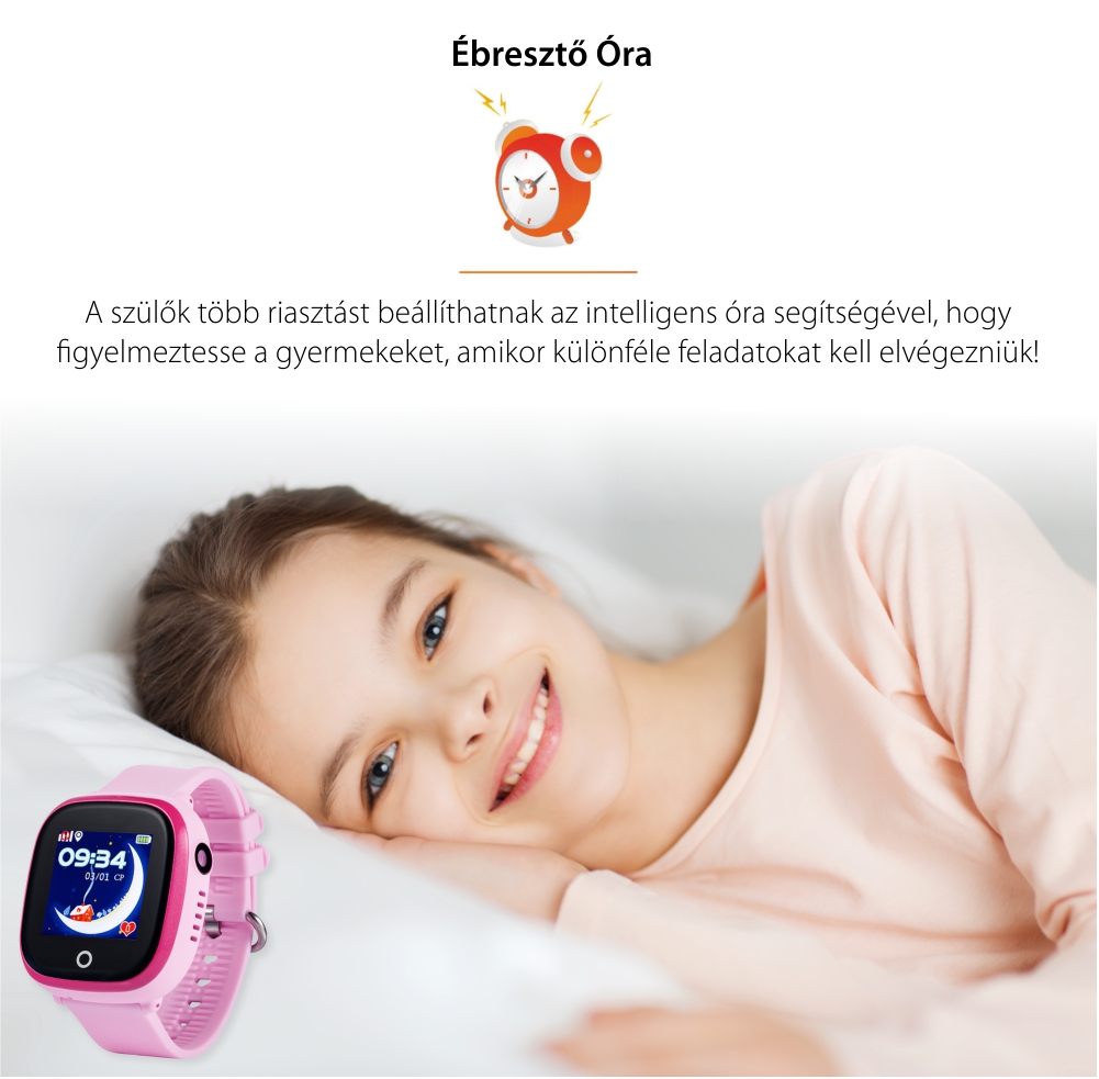 Okosóra gyerekeknek GW400X Wonlex Tárcsázási funkcióval, GPS nyomkövető, Kamera, Lépésszámláló, SOS, IP54, Fekete