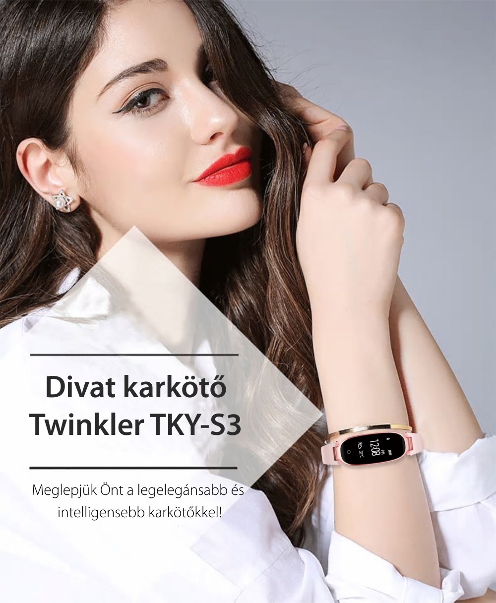 Intelligens fitnesz karkötő TKY-S3 Pulzusmérő funkció, Vérnyomásmérő funkció, Alvásfigyelés, Lépésszámláló, Értesítések, Arany színű