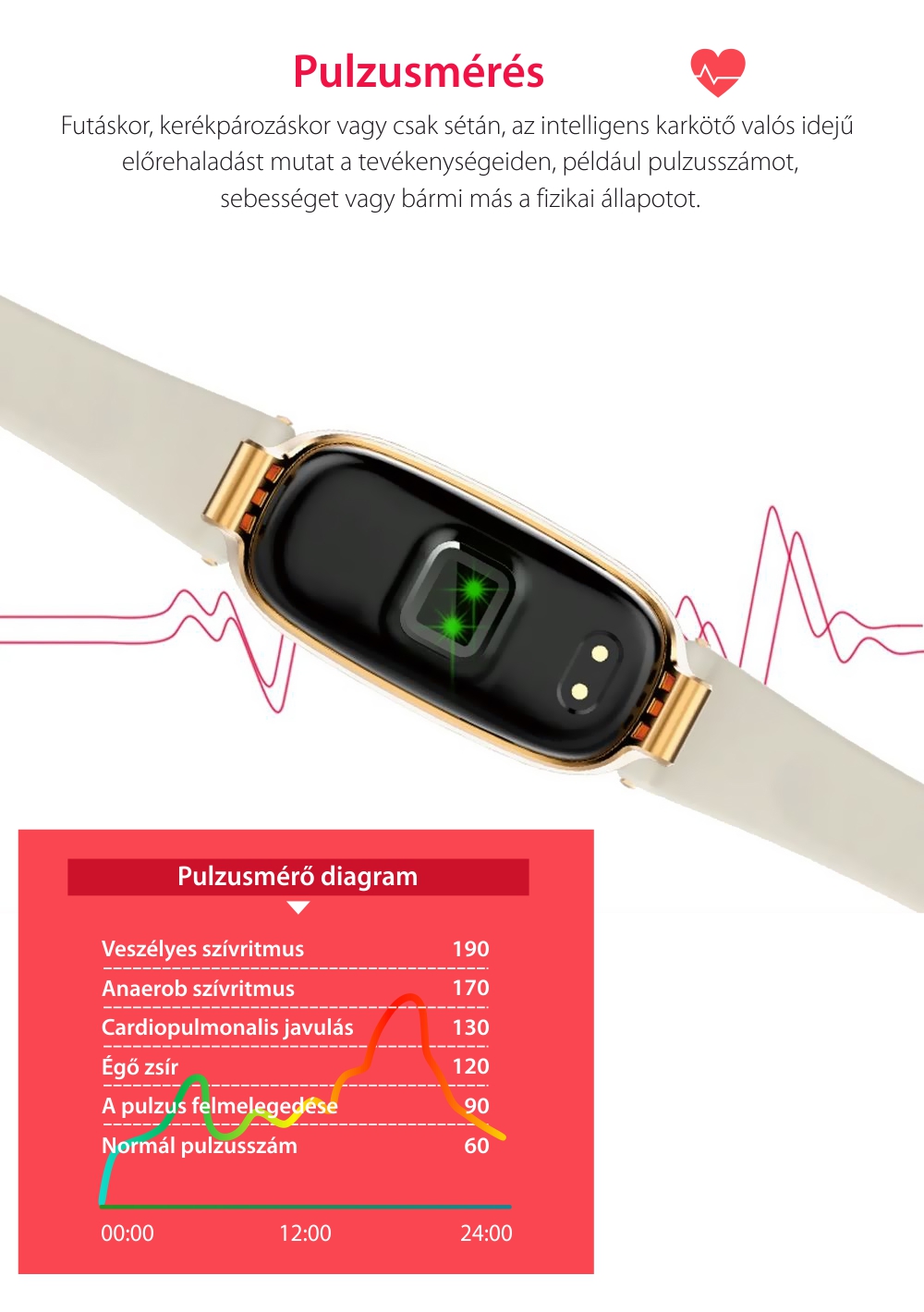 Intelligens fitnesz karkötő TKY-S3 Pulzusmérő funkció, Vérnyomásmérő funkció, Alvásfigyelés, Lépésszámláló, Értesítések, Arany színű