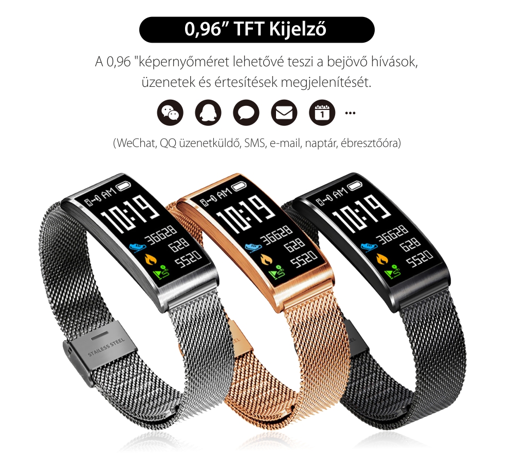 Intelligens fitnesz karkötő X3 Pulzusmérő funkció, Vérnyomásmérő funkció, Alvásfigyelő, Értesítések, Lépésszámláló, Bluetooth, Fekete