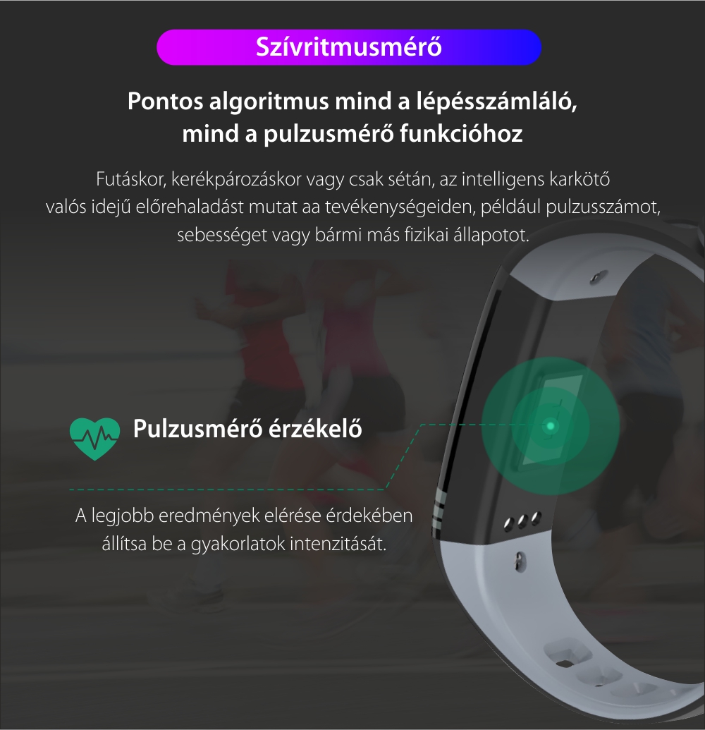 Intelligens fitnesz karkötő G26 Alvásfigyelősel, Pulzusmérő funkció, Vérnyomásmérő funkció, Időzítővel, Lépésszámláló, IP54, Piros