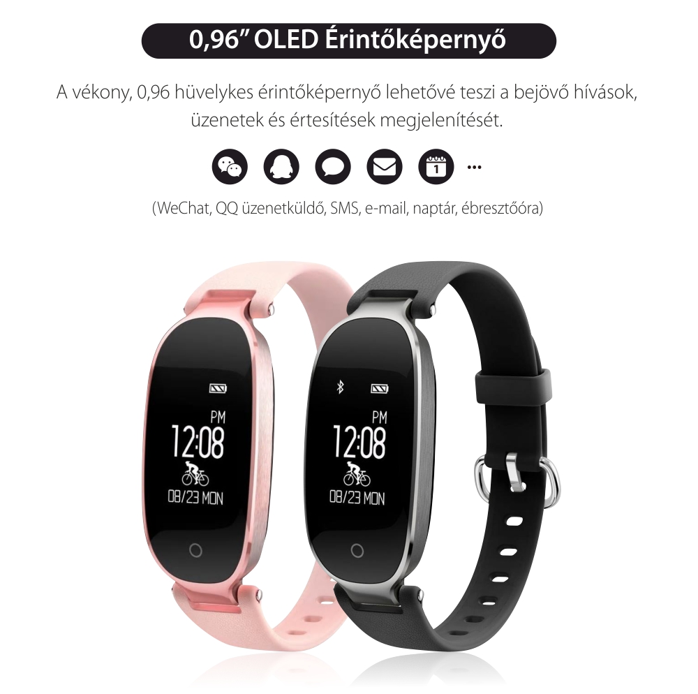 Intelligens fitnesz karkötő TKY-S3 Pulzusmérő funkció, Vérnyomásmérő funkció, Alvásfigyelés, Lépésszámláló, Értesítések, Arany színű