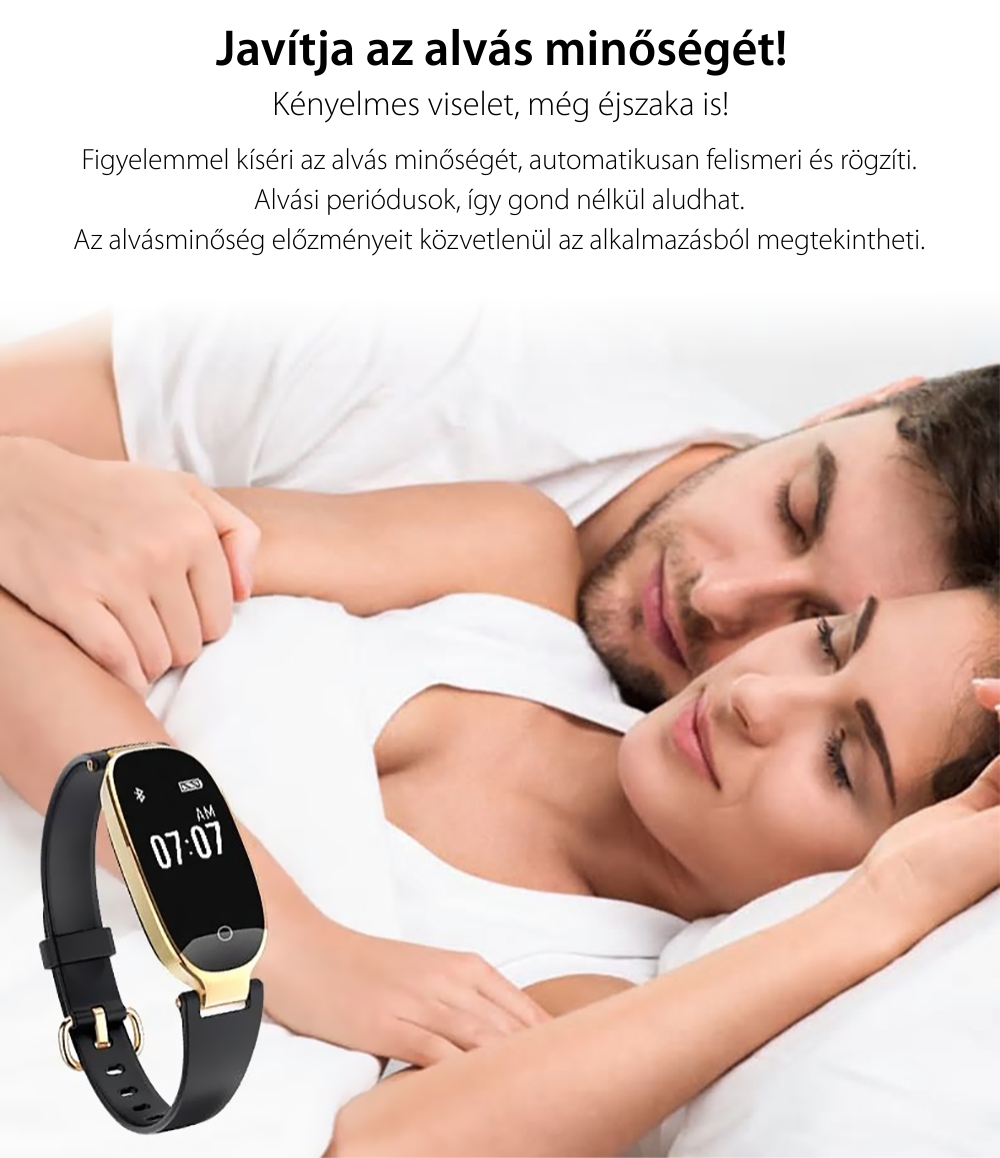 Intelligens fitnesz karkötő TKY-S3 Pulzusmérő funkció, Vérnyomásmérő funkció, Alvásfigyelés, Lépésszámláló, Értesítések, Arany színű