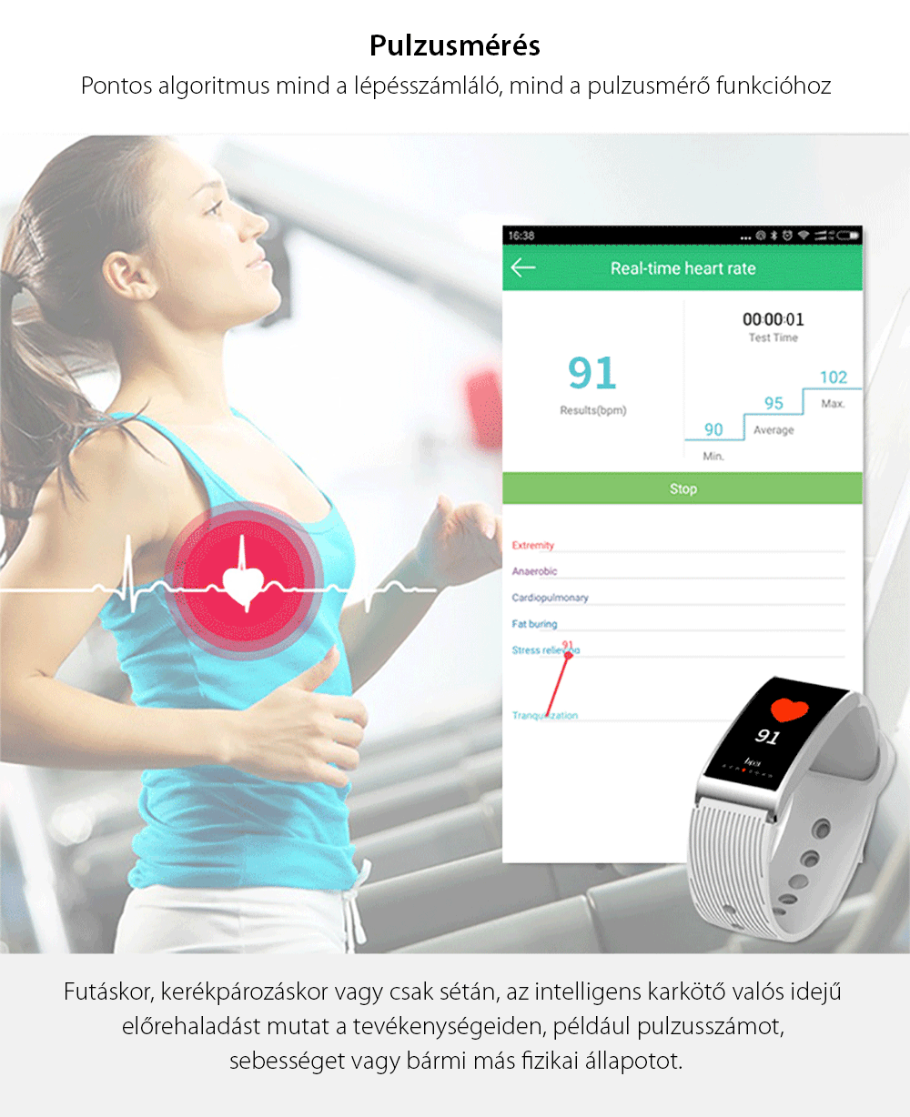 Intelligens fitnesz karkötő X3 Pulzusmérő funkció, Vérnyomásmérő funkció, Alvásfigyelő, Értesítések, Lépésszámláló, Bluetooth, Fekete
