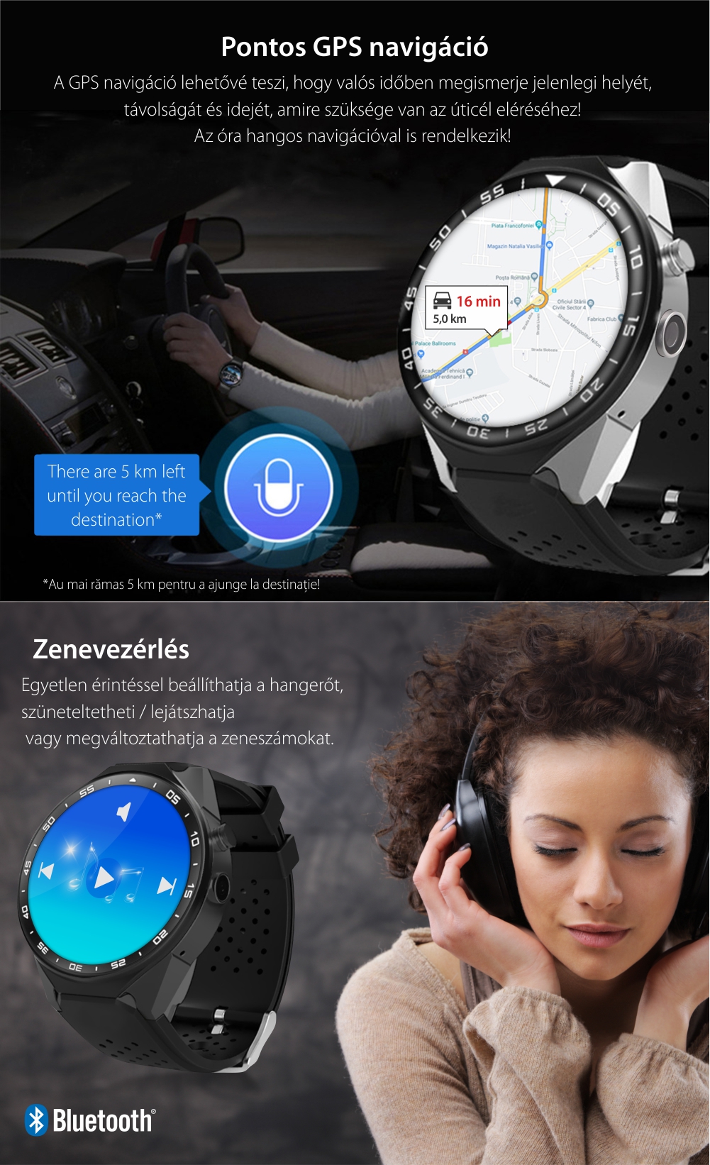 Okosóra S99C Tárcsázás funkcióval, Impulzus érzékelő, Kamera, Értesítések, Lépésszámláló, GPS, WiFi, Belső memória 2GB, 3G, Android, Fekete