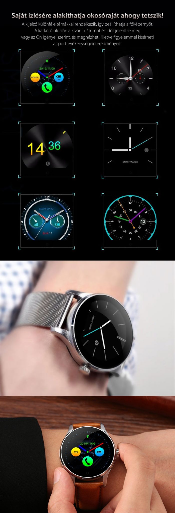Okosóra TKY-K88H Bluetooth Tárcsázási funkcióval, Impulzusérzékelő, Alvásmonitor, Értesítésekkel, Lépésszámláló, Ezüst színű