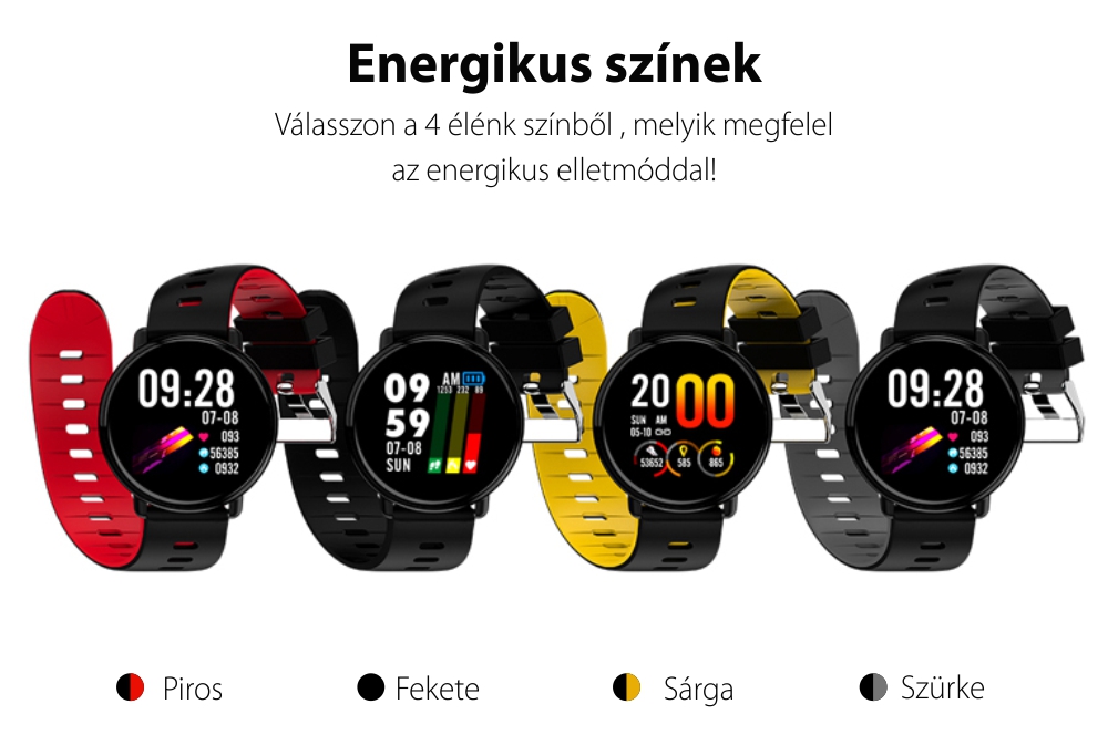 Intelligens fitnesz karkötő TKY-K1 Pulzusmérő funkció, Vérnyomásmérő funkció, Alvásfigyelő, Lépésszámláló, Értesítések, Piros