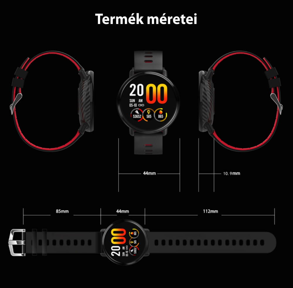 Intelligens fitnesz karkötő TKY-K1 Pulzusmérő funkció, Vérnyomásmérő funkció, Alvásfigyelő, Lépésszámláló, Értesítések, Piros