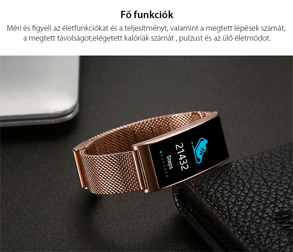 Intelligens fitnesz karkötő X3 Pulzusmérő funkció, Vérnyomásmérő funkció, Alvásfigyelő, Értesítések, Lépésszámláló, Bluetooth, Fekete