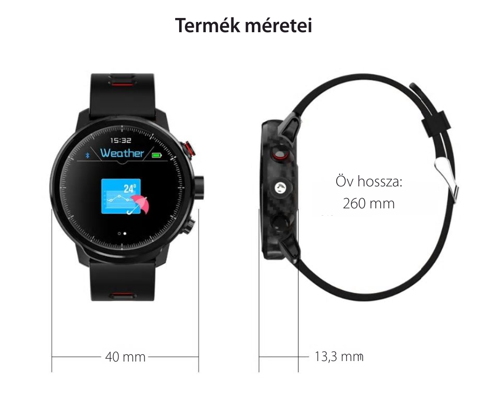 Okosóra TKY-L5 Pulzusmérő funkció, Alvásfigyeléssel, Lépésszámláló, Értesítésekkel, Zseblámpával, Fekete – Piros