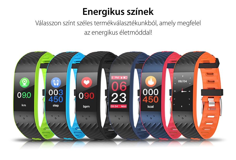 Intelligens fitnesz karkötő TKY-P4  Pulzusmérő funkció, Vérnyomásmérő funkció, Alvásfigyelő, Lépésszámláló, Értesítések, Narancssárga