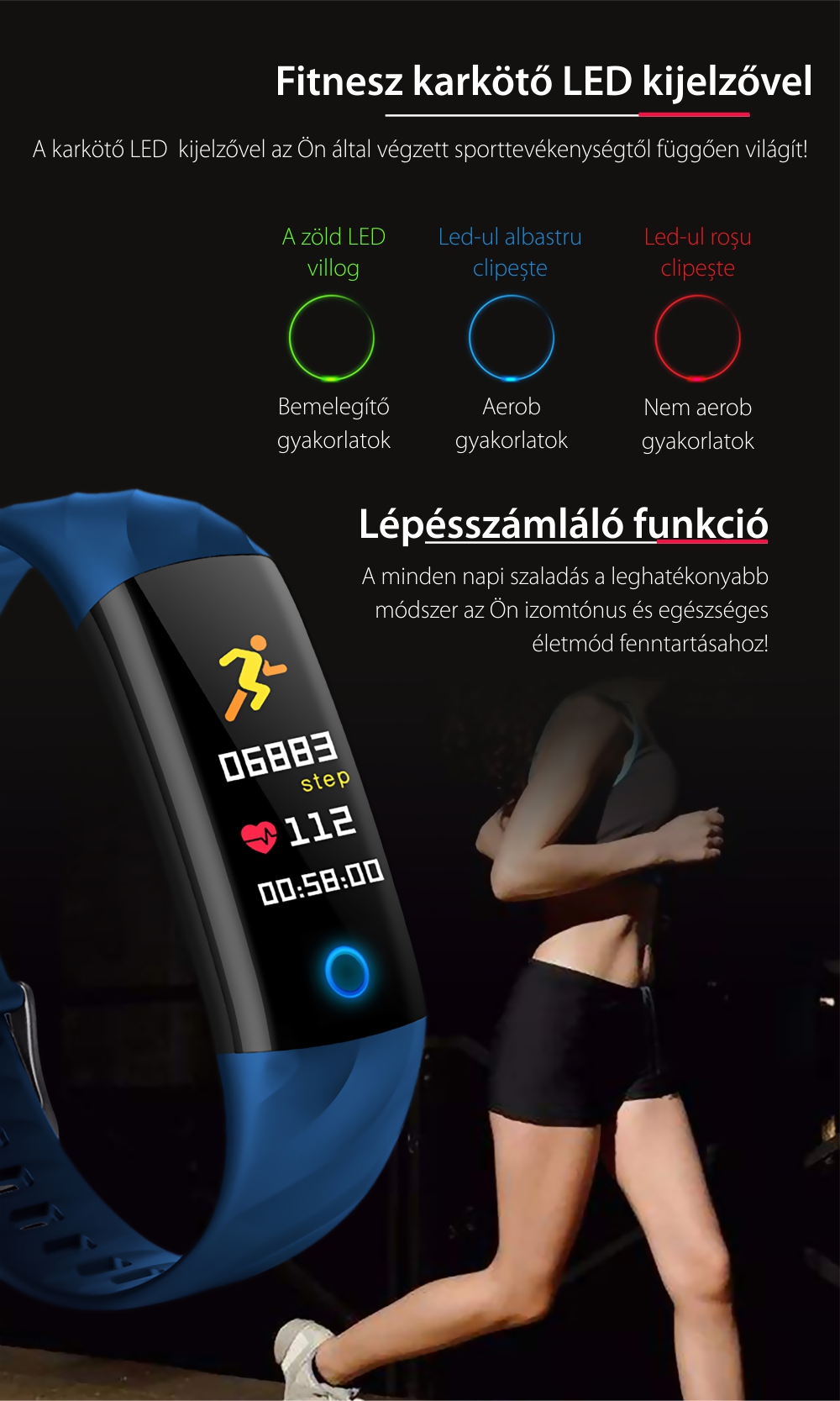 Intelligens fitnesz karkötő TKY-S5 Pulzusmérő funkció, Vérnyomásmérő funkció, Alvásfigyelés, Lépésszámláló, Értesítések, LED megvilágítás, Lila