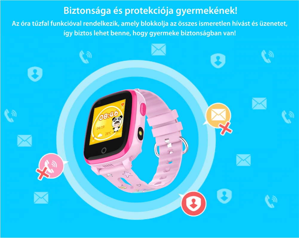 Okosóra gyerekeknek Twinkler TKY-DF33 Tárcsázási funkcióval, Videohívás, GPS Nyomkövetők, Kamera, Zseblámpa, SOS, Android, 4G, IP54, Lila