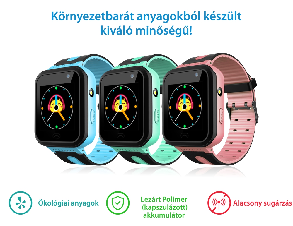 Okosóra gyerekeknek Twinkler TKY-S7 Tárcsázási funkcióval, GPS Nyomkövetők, Kamera, Zseblámpa, SOS, IP54, Kék