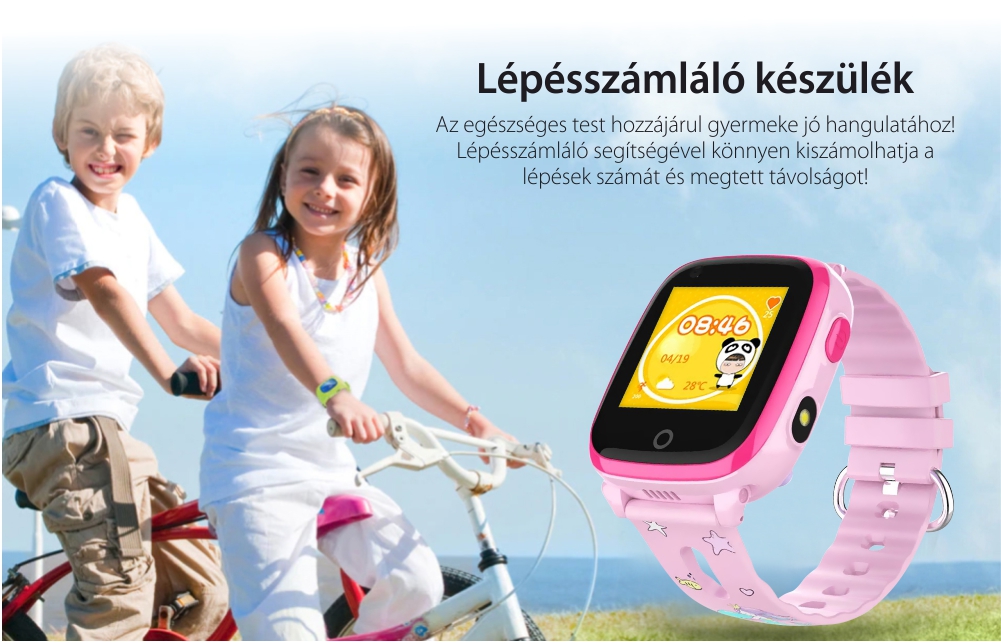 Okosóra gyerekeknek Twinkler TKY-DF33 Tárcsázási funkcióval, Videohívás, GPS Nyomkövetők, Kamera, Zseblámpa, SOS, Android, 4G, IP54, Lila