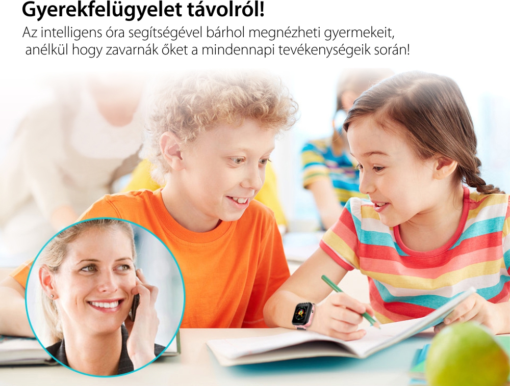 Okosóra gyerekeknek Twinkler TKY-S7 Tárcsázási funkcióval, GPS Nyomkövetők, Kamera, Zseblámpa, SOS, IP54, Kék
