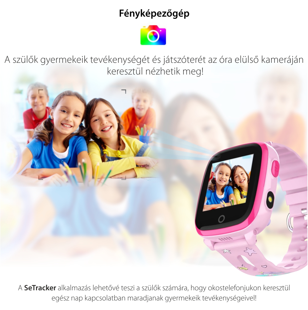 Okosóra gyerekeknek Twinkler TKY-DF33 Tárcsázási funkcióval, Videohívás, GPS Nyomkövetők, Kamera, Zseblámpa, SOS, Android, 4G, IP54, Lila