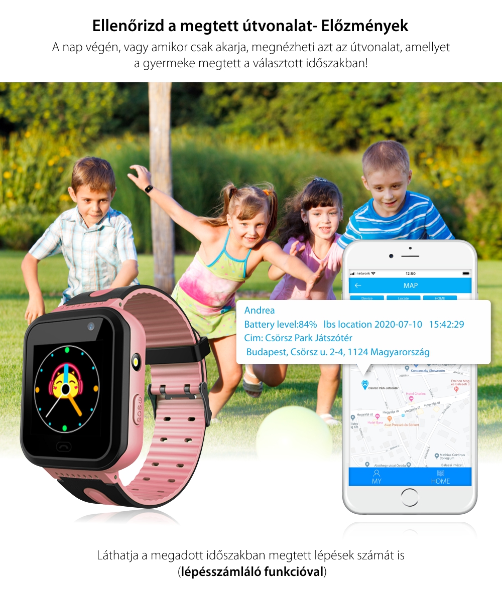 Okosóra gyerekeknek Twinkler TKY-S7 Tárcsázási funkcióval, GPS Nyomkövetők, Kamera, Zseblámpa, SOS, IP54, Kék
