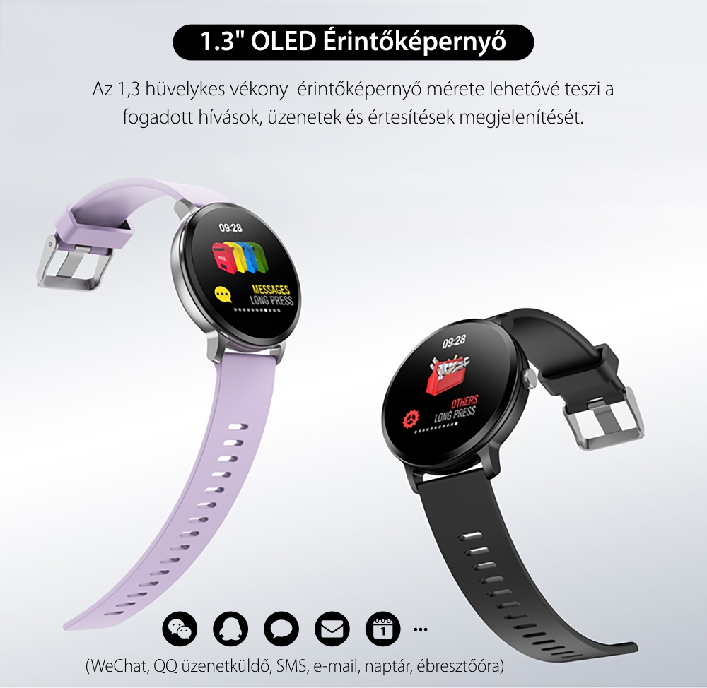Okosóra TKY-V11 Pulzusmérő funkció, Vérnyomásmérő funkcióval, Alvásfigyelés, Hívás/SMS Értesítések, Véroxigénszint mérési funkcióval, Fekete
