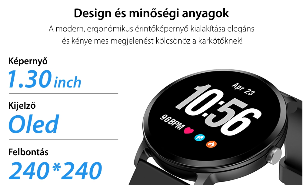Okosóra TKY-V11 Pulzusmérő funkció, Vérnyomásmérő funkcióval, Alvásfigyelés, Hívás/SMS Értesítések, Véroxigénszint mérési funkcióval, Fekete