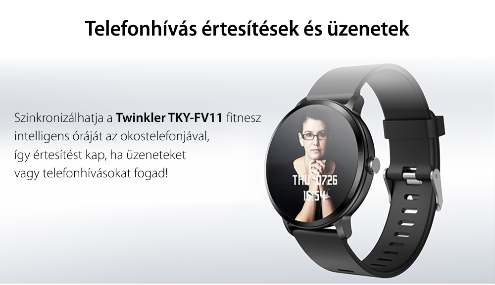 Okosóra TKY-V11 Pulzusmérő funkció, Vérnyomásmérő funkcióval, Alvásfigyelés, Hívás/SMS Értesítések, Véroxigénszint mérési funkcióval, Fekete