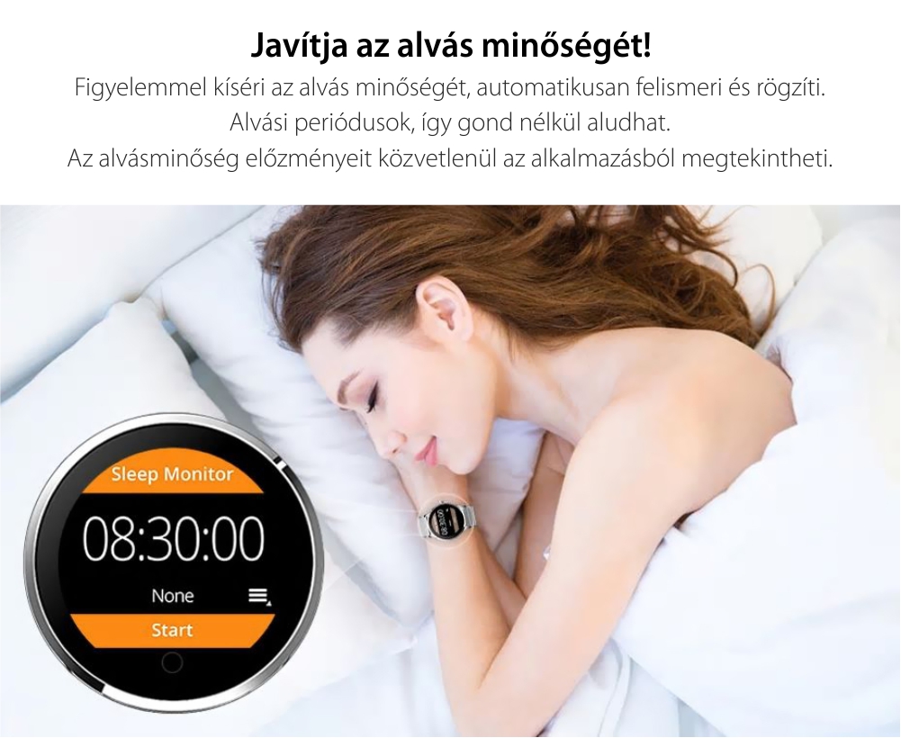 Okosóra K88H Plusz, Bluetooth-os hívással, Impulzusérzékelő, Alvásmonitor, Értesítésekkel, Lépésszámláló, Mágneses töltéssel, Fekete