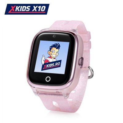 Okosóra gyerekeknek Xkids X10 Tárcsázási funkcióval, GPS Nyomkövetők, Hívásfigyelés, Kamera, Lépésszámláló, SOS, IP54, Rezgés funkció, Halvány rózsaszín