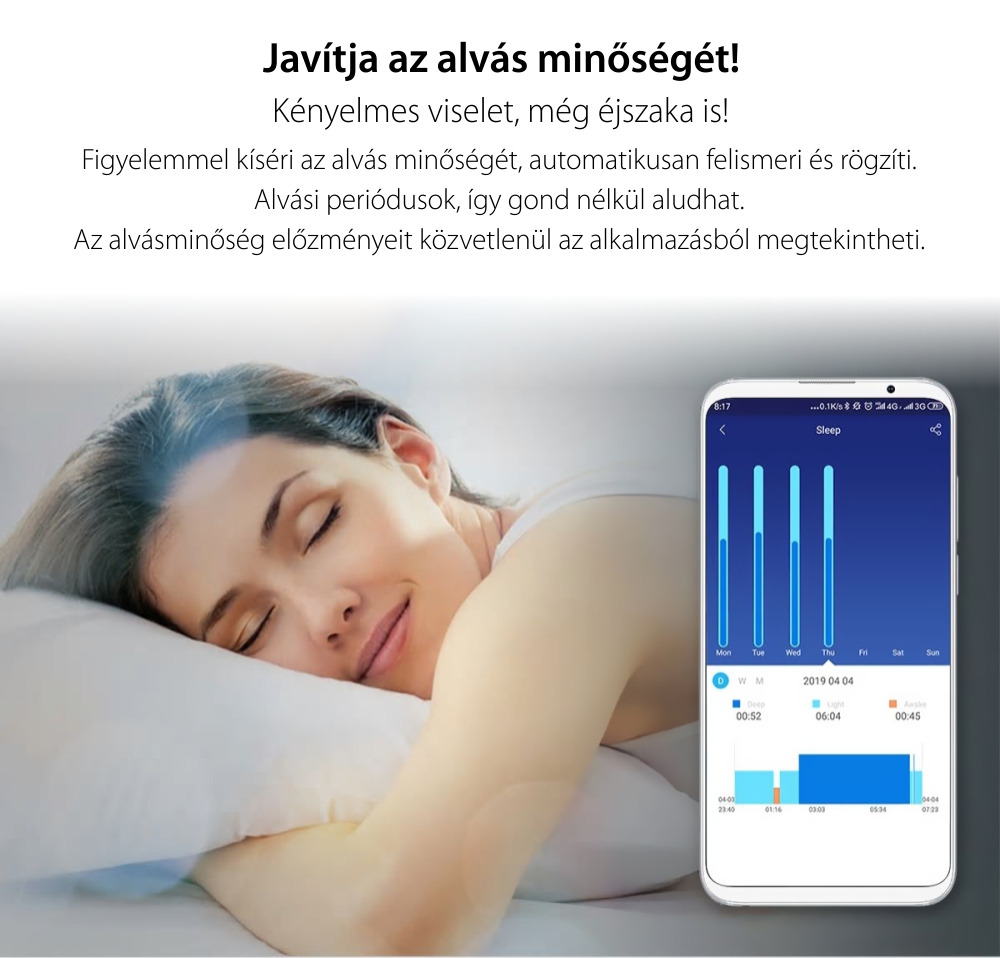 Intelligens fitnesz karkötő TKY-F15 Pulzusmérő funkció, Vérnyomásmérő funkció, VérOxigénszint mérő funkcióval, Alvásfigyelő, Hívás/SMS Értesítések, Mágneses töltés, Fekete-Szürke