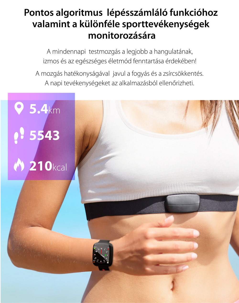 Intelligens fitnesz karkötő TKY-F15 Pulzusmérő funkció, Vérnyomásmérő funkció, VérOxigénszint mérő funkcióval, Alvásfigyelő, Hívás/SMS Értesítések, Mágneses töltés, Fekete-Zöld