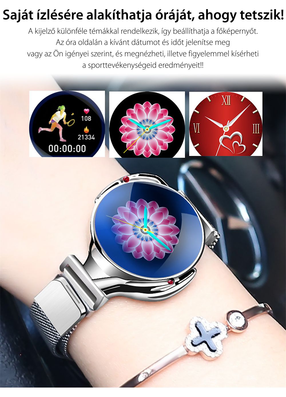 Okosóra Twinkler TKY-Z38 (S816) Pulzusmérő funkció, Vérnyomásmérő funkció, Alvásminőség, Értesítések, Üzenetek megtekintése, Hívás elutasító funkció, Ezüst színű