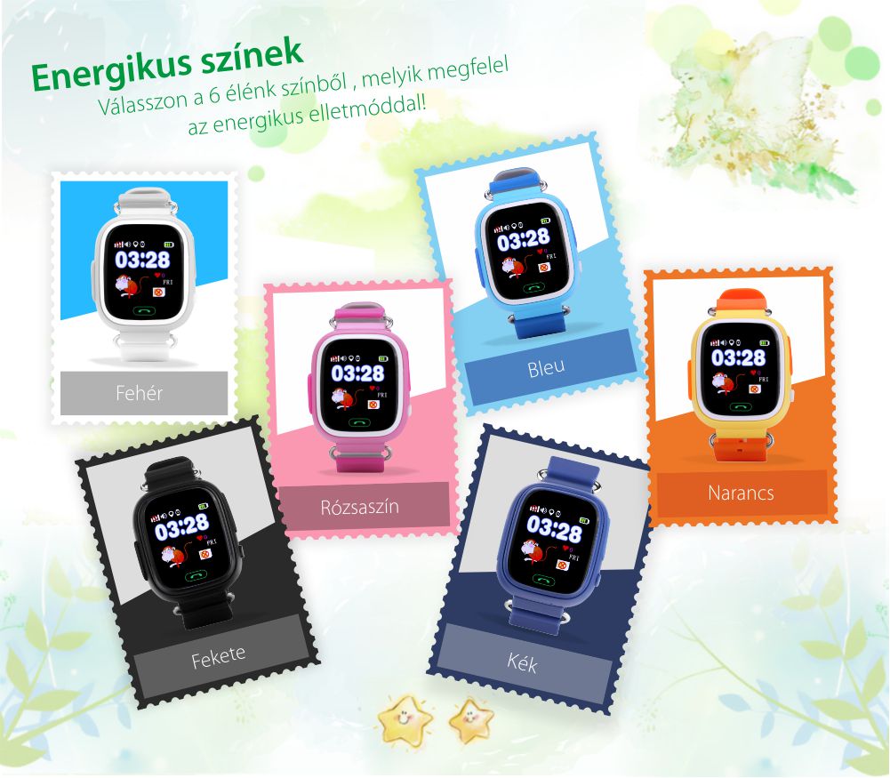 Okosóra gyerekeknek YQT Q523 Tárcsázási funkcióval, GPS Nyomkövetők, Lépésszámláló, SOS, Bleu