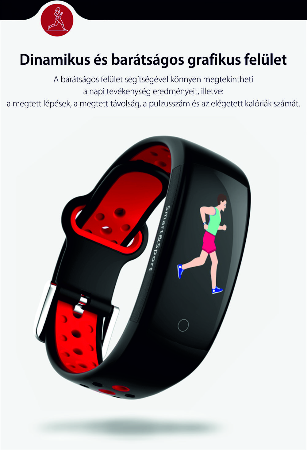 Intelligens fitnesz karkötő YQT Q8 Pulzusmérő funkció, Vérnyomásmérő funkció, Alvásfigyelő, Lépésszámláló, Értesítések, Fekete, Fekete – Szürke