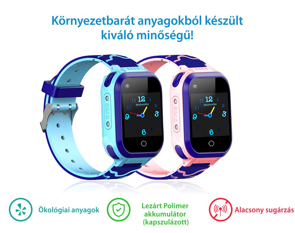 Okosóra gyerekeknek YQT T3 Tárcsázási funkcióval, Videohívással, GPS Nyomkövetők, Útvonal visszakövetése, Hívásfigyelés, Kamera, Zseblámpa, Android, 4G, Kék