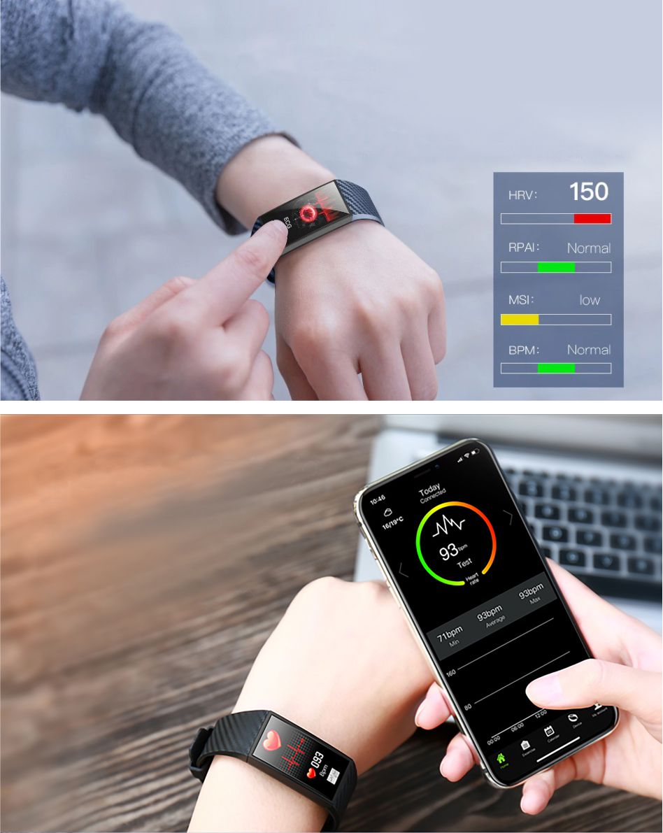 Intelligens fitnesz karkötő TKY-DT58 Plusz, Szívfrekvencia-variabilitást (HRV) monitorozó funkcióval, Vérnyomásmérő funkció, Megtett Távolság, Magasság, Légköri nyomás, Kék